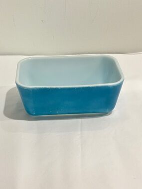 Vintage Pyrex glass baking dish 502-B turquoise blue rectangle cookware A-35 USA